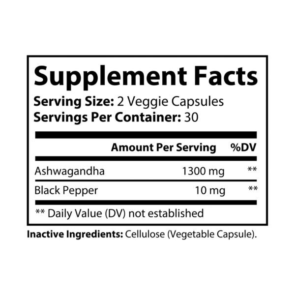 Ashwagandha and Black Pepper Supplement (60 capsules) - Image 6