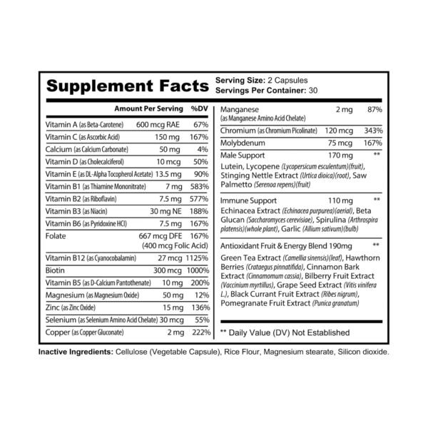 Multivitamin for Men Supplement (60 Capsules) - Image 6