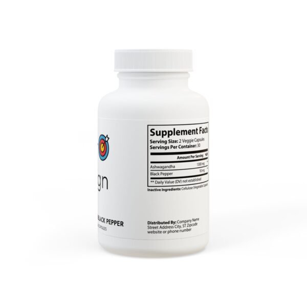 Ashwagandha and Black Pepper Supplement (60 capsules) - Image 3